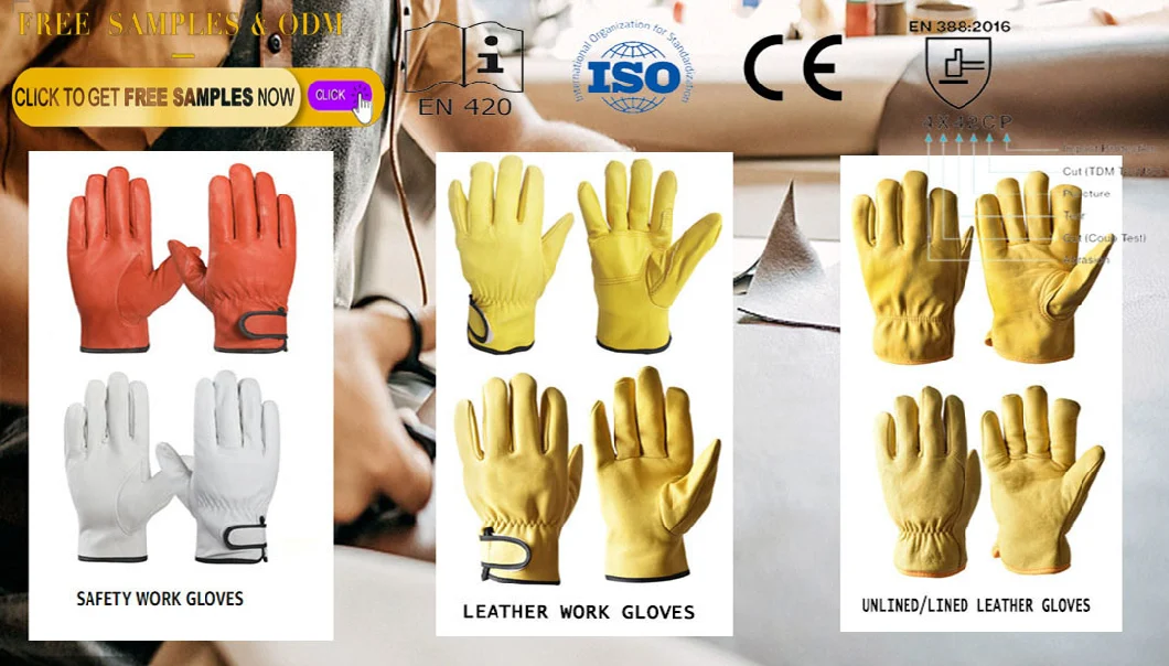 Wholesale Goatskin/Sheepskin/Cow Leather Working Gloves Gloves Safety Gloves Personal Protective Equipments